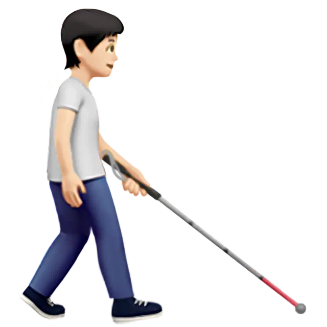 Person With White Cane Facing Right: Light Skin Tone