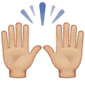 Raising Hands: Medium-Light Skin Tone Emoji 🙌🏼 image - WhatsApp style