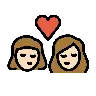 Kiss: Woman, Woman, Light Skin Tone Emoji 👩🏻‍❤️‍💋‍👩🏻 image - OpenMoji style