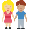 Woman And Man Holding Hands: Medium-Light Skin Tone, Medium Skin Tone Emoji 👩🏼‍🤝‍👨🏽 image - Twitter / X (Twemoji) style