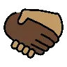 Handshake: Dark Skin Tone, Medium Skin Tone Emoji 🫱🏿‍🫲🏽 image - OpenMoji style