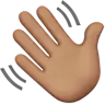 Waving Hand: Medium Skin Tone Emoji 👋🏽 image - Apple style