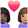 Couple With Heart: Woman, Woman, Dark Skin Tone, Medium Skin Tone Emoji 👩🏿‍❤️‍👩🏽 image - Samsung style