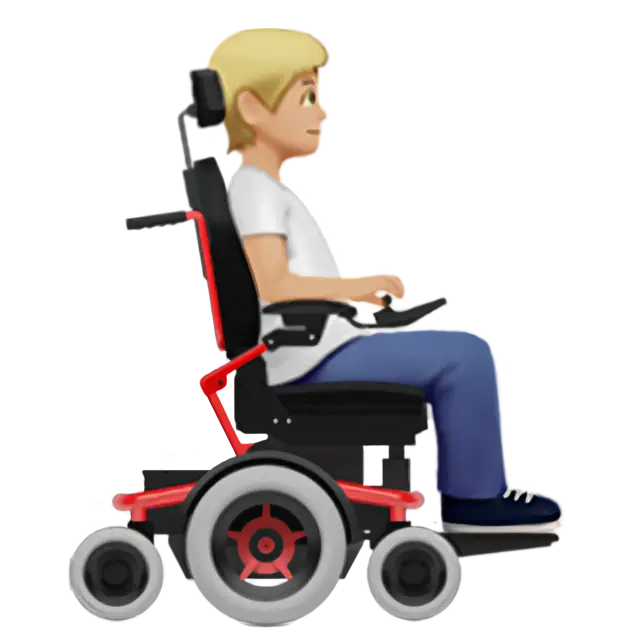 Person In Motorized Wheelchair Facing Right: Medium-Light Skin Tone