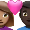 Couple With Heart: Woman, Man, Medium Skin Tone, Dark Skin Tone Emoji 👩🏽‍❤️‍👨🏿 image - Apple style
