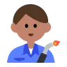Man Factory Worker: Medium Skin Tone Emoji 👨🏽‍🏭 image - Tossface style