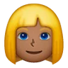 Woman: Medium-Dark Skin Tone, Blond Hair Emoji 👱🏾‍♀️ image - Samsung style
