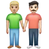 Men Holding Hands: Medium-Light Skin Tone, Light Skin Tone Emoji 👨🏼‍🤝‍👨🏻 image - WhatsApp style