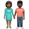 Woman And Man Holding Hands: Medium-Dark Skin Tone, Dark Skin Tone Emoji 👩🏾‍🤝‍👨🏿 image - WhatsApp style