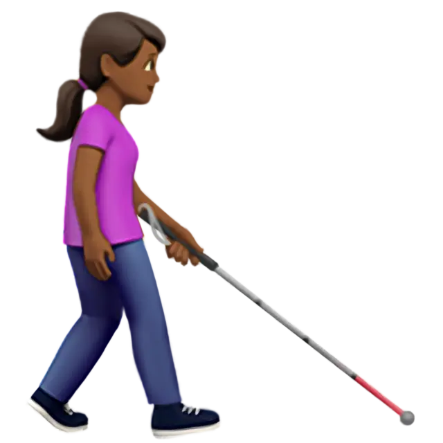 Woman With White Cane Facing Right: Medium-Dark Skin Tone