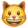 ใบหน้าของแมวยิ้มพร้อมกับอ้าปากค้าง Emoji 😺 image - WhatsApp style