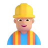 Man Construction Worker: Medium-Light Skin Tone Emoji 👷🏼‍♂️ image - Microsoft 3D Fluent style