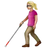 Woman With White Cane: Medium-Light Skin Tone Emoji 👩🏼‍🦯 image - WhatsApp style