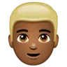 Person: Medium-Dark Skin Tone, Blond Hair Emoji 👱🏾 image - WhatsApp style