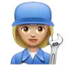 Woman Mechanic: Medium-Light Skin Tone Emoji 👩🏼‍🔧 image - WhatsApp style
