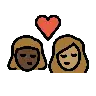 Kiss: Woman, Woman, Dark Skin Tone, Medium Skin Tone Emoji 👩🏿‍❤️‍💋‍👩🏽 image - OpenMoji style