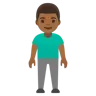 Man Standing: Medium-Dark Skin Tone Emoji 🧍🏾‍♂️ image - Google Noto Color style