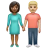 Woman And Man Holding Hands: Medium-Dark Skin Tone, Medium-Light Skin Tone Emoji 👩🏾‍🤝‍👨🏼 image - WhatsApp style