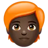 Person: Dark Skin Tone, Red Hair Emoji 🧑🏿‍🦰 image - WhatsApp style