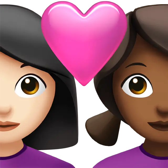 Couple With Heart: Woman, Woman, Light Skin Tone, Medium-Dark Skin Tone