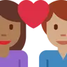 Couple With Heart: Woman, Man, Medium-Dark Skin Tone, Medium Skin Tone Emoji 👩🏾‍❤️‍👨🏽 image - Twitter / X (Twemoji) style
