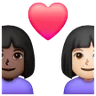 Couple With Heart: Woman, Woman, Dark Skin Tone, Light Skin Tone Emoji 👩🏿‍❤️‍👩🏻 image - Samsung style