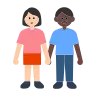 Woman And Man Holding Hands: Light Skin Tone, Dark Skin Tone Emoji 👩🏻‍🤝‍👨🏿 image - Tossface style