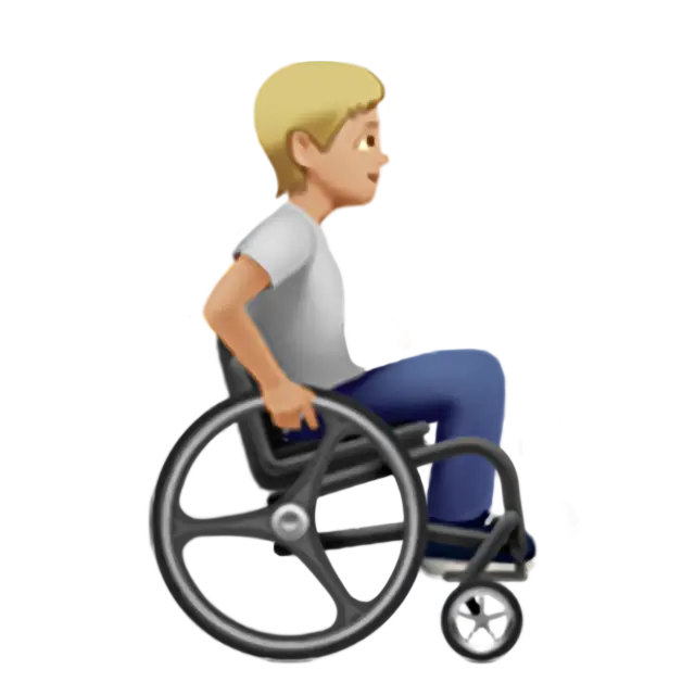 Person In Manual Wheelchair Facing Right: Medium-Light Skin Tone