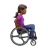 Woman In Manual Wheelchair Facing Right: Medium-Dark Skin Tone