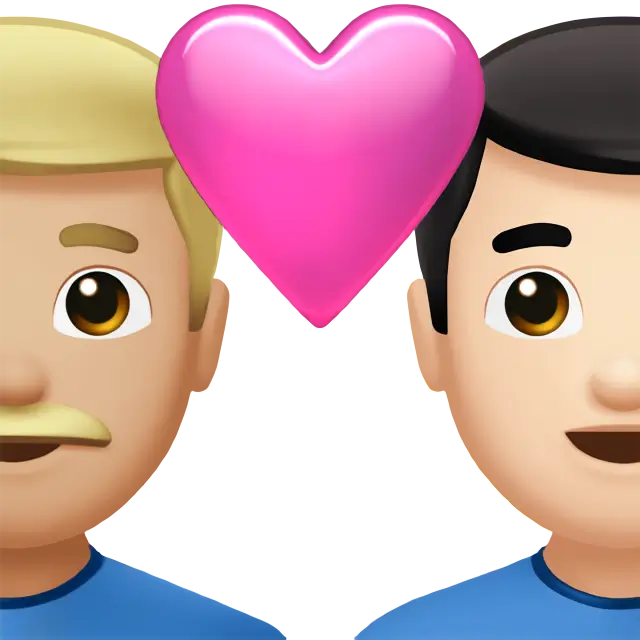 Couple With Heart: Man, Man, Medium-Light Skin Tone, Light Skin Tone