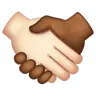 Handshake: Light Skin Tone, Medium-Dark Skin Tone Emoji 🫱🏻‍🫲🏾 image - WhatsApp style