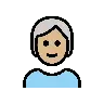 Person: Medium-Light Skin Tone, White Hair Emoji 🧑🏼‍🦳 image - OpenMoji style