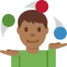 Man Juggling: Medium-Dark Skin Tone Emoji 🤹🏾‍♂️ image - Twitter / X (Twemoji) style
