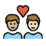 Couple With Heart: Man, Man, Medium-Light Skin Tone, Light Skin Tone Emoji 👨🏼‍❤️‍👨🏻 image - OpenMoji style