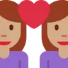 Couple With Heart: Woman, Woman, Medium Skin Tone Emoji 👩🏽‍❤️‍👩🏽 image - Twitter / X (Twemoji) style