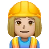 Woman Construction Worker: Medium-Light Skin Tone Emoji 👷🏼‍♀️ image - Samsung style