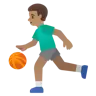 Man Bouncing Ball: Medium Skin Tone Emoji ⛹🏽‍♂️ image - Google Noto Color style