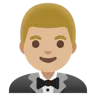 Man In Tuxedo: Medium-Light Skin Tone Emoji 🤵🏼‍♂️ image - Google Noto Color style