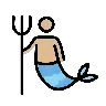 Merman: Medium-Light Skin Tone Emoji 🧜🏼‍♂️ image - OpenMoji style