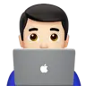 Man Technologist: Light Skin Tone Emoji 👨🏻‍💻 image - Apple style