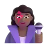 Woman Singer: Medium-Dark Skin Tone Emoji 👩🏾‍🎤 image - Microsoft 3D Fluent style