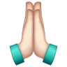 Folded Hands: Light Skin Tone Emoji 🙏🏻 image - WhatsApp style
