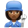 Woman Mechanic: Medium-Dark Skin Tone Emoji 👩🏾‍🔧 image - WhatsApp style