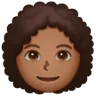 Woman: Medium-Dark Skin Tone, Curly Hair Emoji 👩🏾‍🦱 image - Samsung style