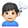 Man Getting Haircut: Light Skin Tone Emoji 💇🏻‍♂️ image - Samsung style