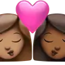 Kiss: Woman, Woman, Medium Skin Tone, Medium-Dark Skin Tone Emoji 👩🏽‍❤️‍💋‍👩🏾 image - Apple style