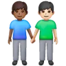 Men Holding Hands: Light Skin Tone, Medium-Dark Skin Tone Emoji 👨🏻‍🤝‍👨🏾 image - Samsung style