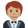 Person In Tuxedo: Medium Skin Tone Emoji 🤵🏽 image - Twitter / X (Twemoji) style