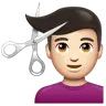 Man Getting Haircut: Light Skin Tone Emoji 💇🏻‍♂️ image - WhatsApp style