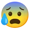 Emoji Affrontare con bocca aperta e sudore freddo 😰 image - Google Noto Color style